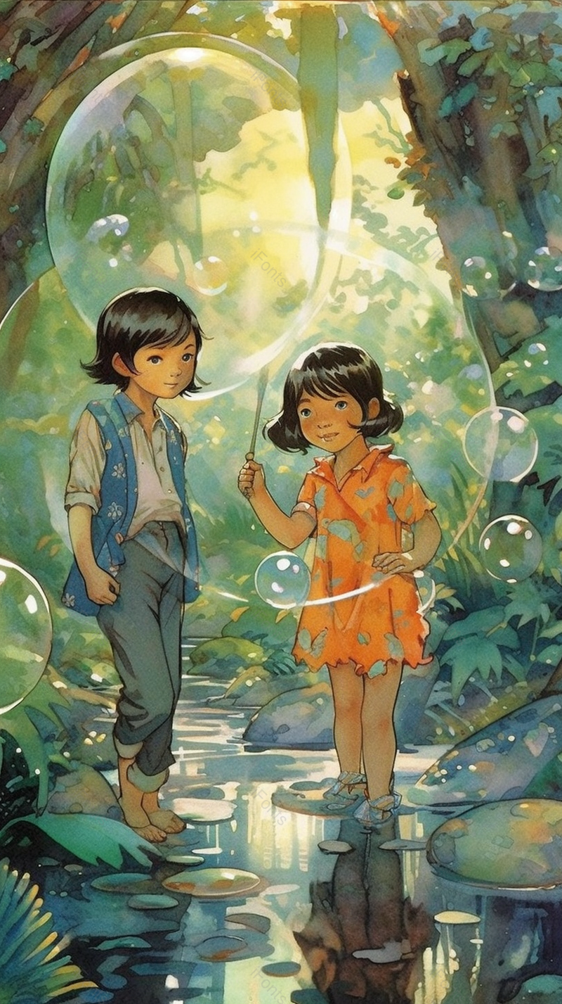 唯美动漫儿童节六一春游游玩探险绿色朋友男女水面插画,插画/手绘图,插画/手绘图库,插画/手绘图下载,插画/手绘